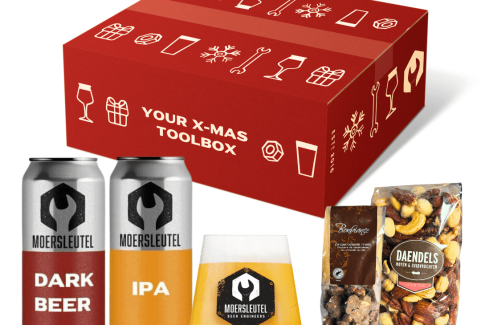 Image of Moersleutel Christmas Holiday Giftpack Large bites and beers inside